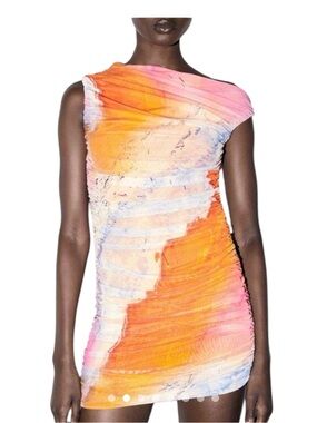 Zara Watercolor Tie-Dye Off-Shoulder Mini Dress